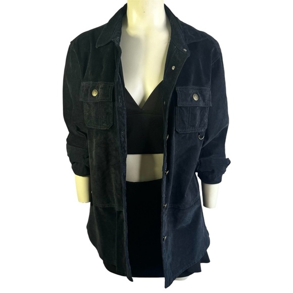 IB Exchange Jackets & Blazers - IB EXCHANGE BLUE NAVY LEATHER JACKET BUTTOWN  DOWN SUEDE SHIRT WOMAN SIZE 5